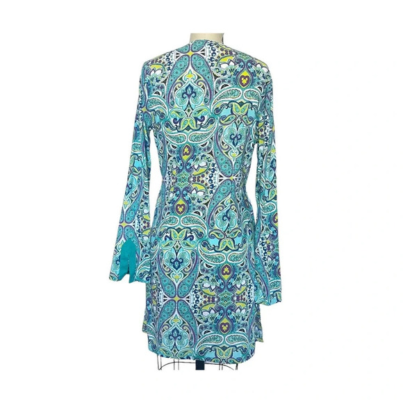 Athleta Kurta Surfside Paisley Swim Coverup Tunic Size S turquoise, green - Picture 2 of 8